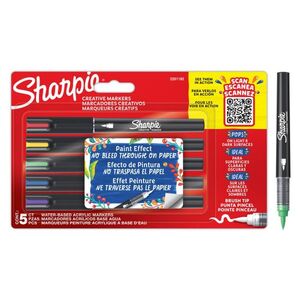 ROTULADOR SHARPIE ACRILICO PUNTA PINCEL 5 COLORES