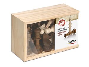 FIGURAS AJEDREZ DE MADERA GRANDES CON TAPA TRANSPARENTE CAYRO