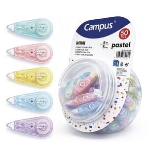 CORRECTOR EN CINTA MINI 6M X 5MM PASTEL CAMPUS COLORES SURTIDOS