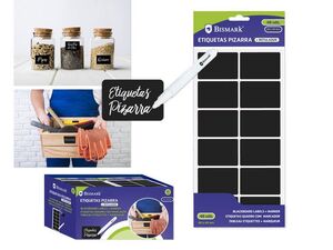 PACK 48U ETIQUETAS PIZARRA CON ROTULADOR 40X60MM