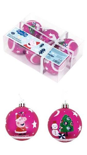 BOLAS NAVIDAD 8CM PACK 6 FUCSIA PEPPA PIG COSY CORNER