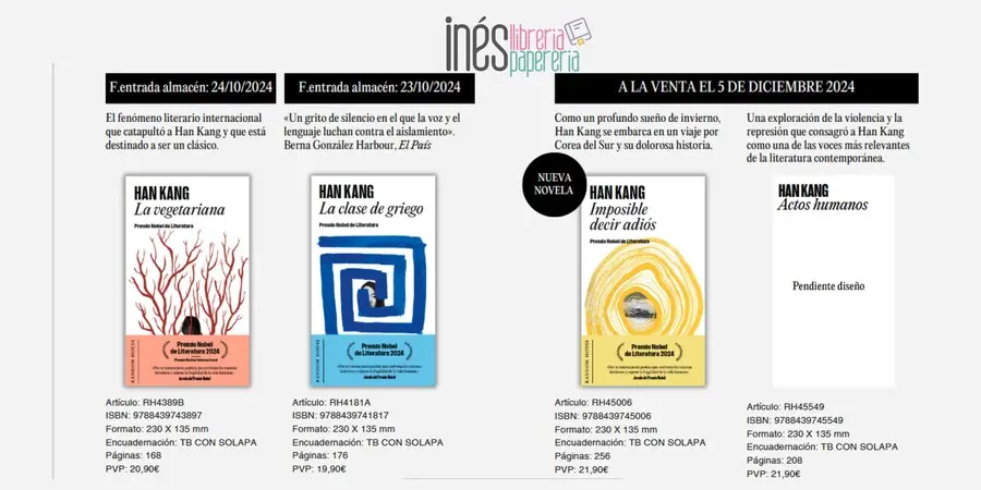 HAN KANG premio nobel libros 