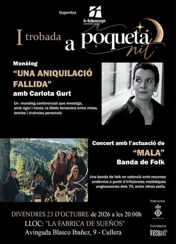 I Trobada a Poqueta Nit: monólogo de Carlota Gurt y concierto de Mala